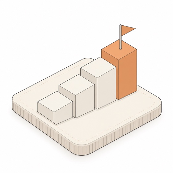 Rising steps with a flag on top, representing payback and 20-year savings
